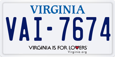 VA license plate VAI7674