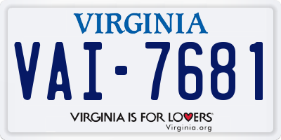 VA license plate VAI7681