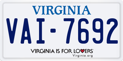 VA license plate VAI7692