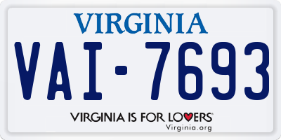 VA license plate VAI7693