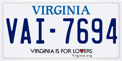 VA license plate VAI7694