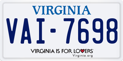 VA license plate VAI7698