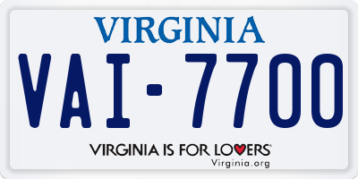 VA license plate VAI7700