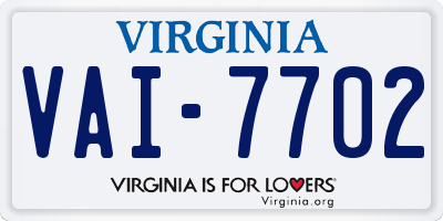 VA license plate VAI7702