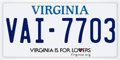 VA license plate VAI7703