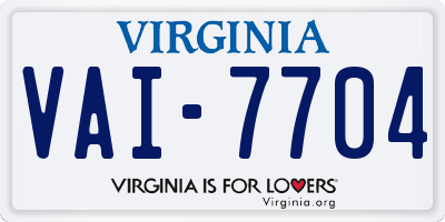 VA license plate VAI7704