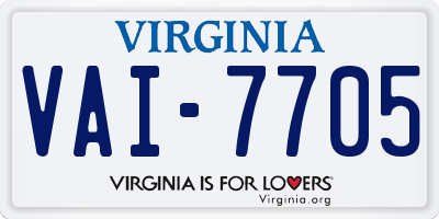 VA license plate VAI7705