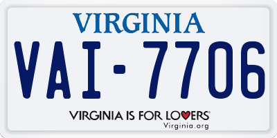VA license plate VAI7706