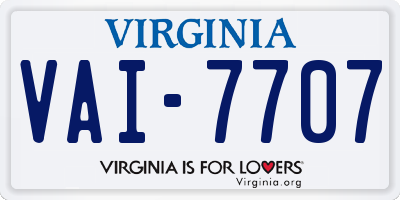 VA license plate VAI7707
