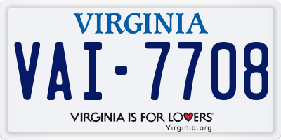 VA license plate VAI7708