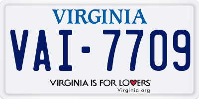VA license plate VAI7709