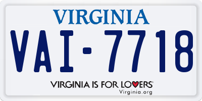 VA license plate VAI7718
