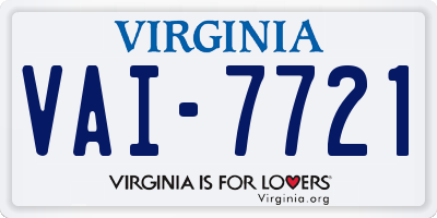 VA license plate VAI7721