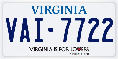 VA license plate VAI7722