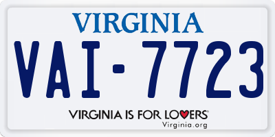 VA license plate VAI7723