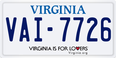 VA license plate VAI7726