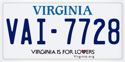 VA license plate VAI7728