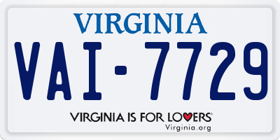 VA license plate VAI7729