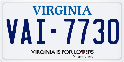 VA license plate VAI7730