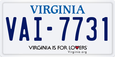 VA license plate VAI7731