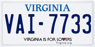 VA license plate VAI7733