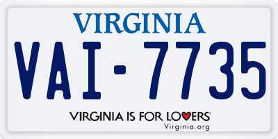 VA license plate VAI7735
