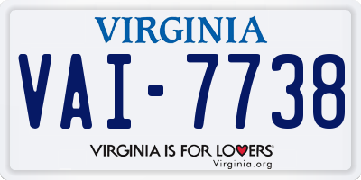 VA license plate VAI7738