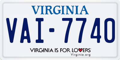 VA license plate VAI7740