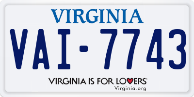 VA license plate VAI7743