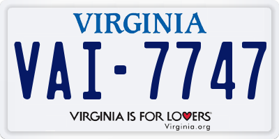 VA license plate VAI7747