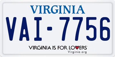 VA license plate VAI7756