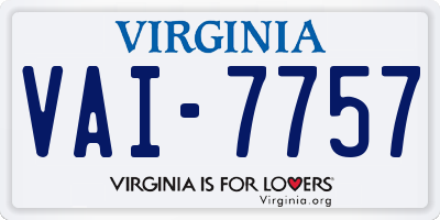 VA license plate VAI7757