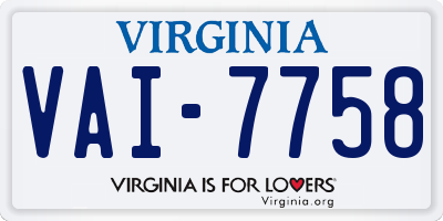 VA license plate VAI7758