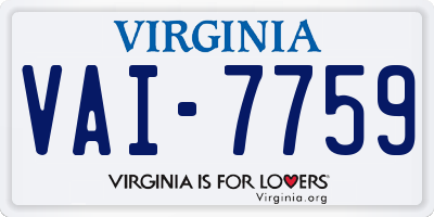 VA license plate VAI7759