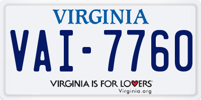 VA license plate VAI7760