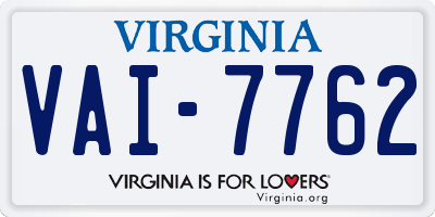 VA license plate VAI7762