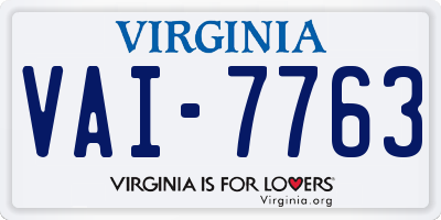 VA license plate VAI7763