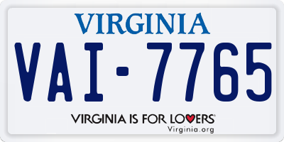 VA license plate VAI7765