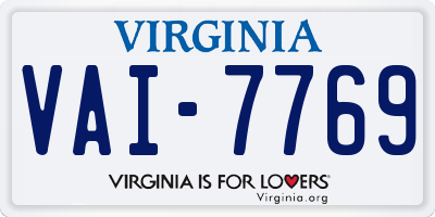 VA license plate VAI7769