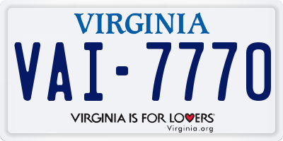 VA license plate VAI7770