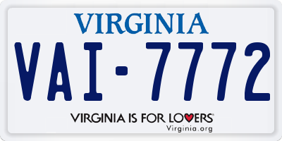 VA license plate VAI7772