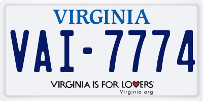 VA license plate VAI7774