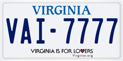 VA license plate VAI7777