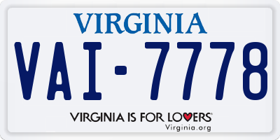 VA license plate VAI7778