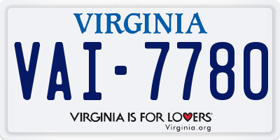 VA license plate VAI7780