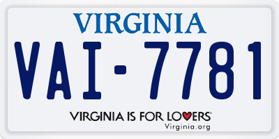 VA license plate VAI7781