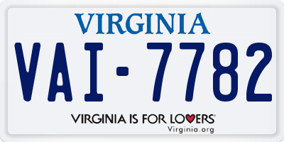 VA license plate VAI7782