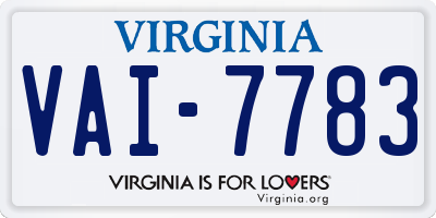 VA license plate VAI7783