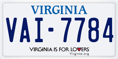 VA license plate VAI7784