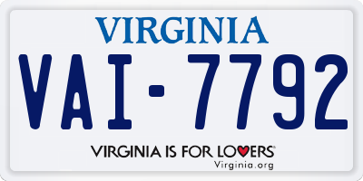 VA license plate VAI7792